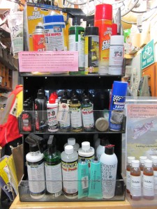 lubes and clearners in display rack